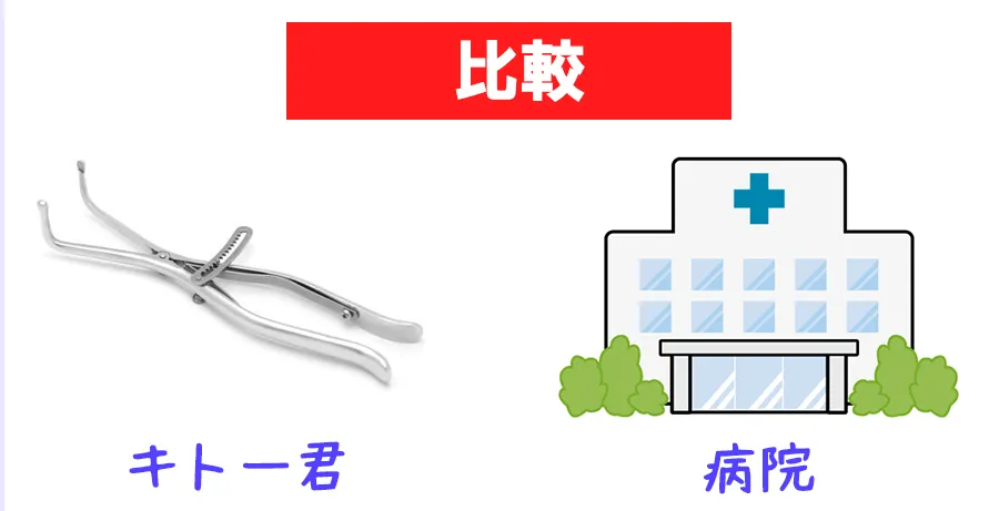 キトー君と病院で手術を比較